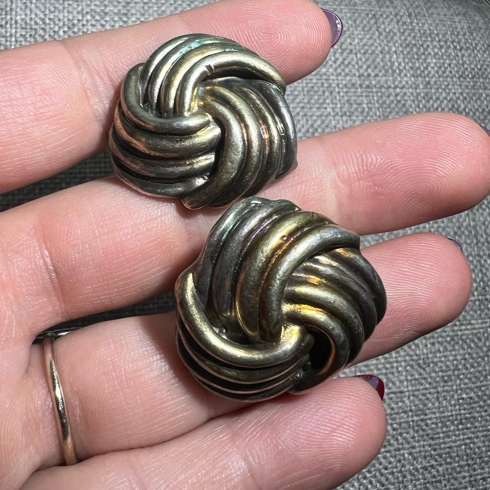Vintage Sterling Silver Knot Post Earrings 11.1g
